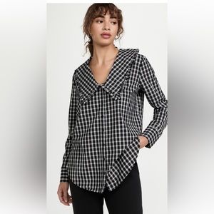 English Factory Check Ruffled Collar Shirt